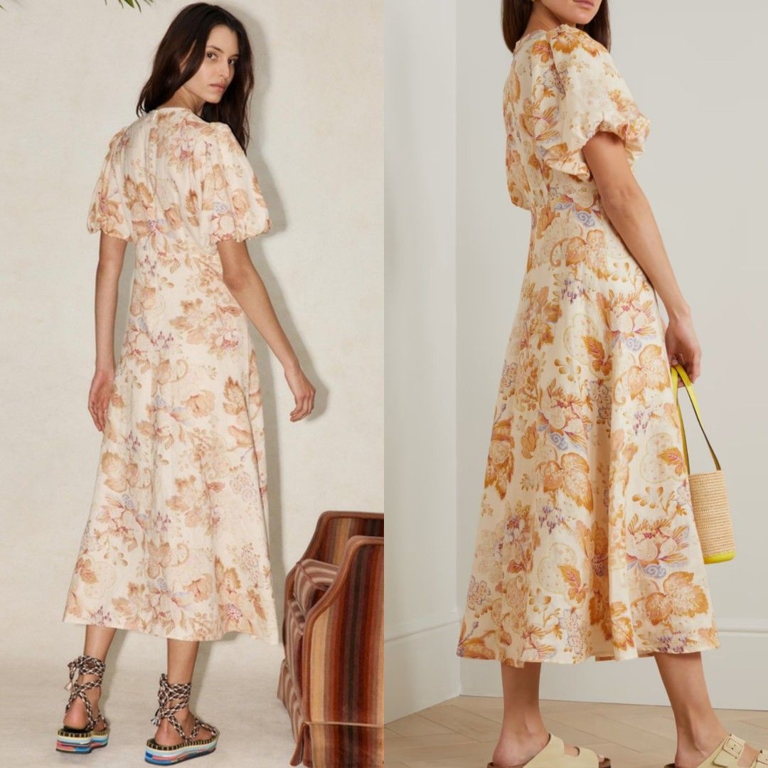 knee length dresses for ladies Alemais - Alemais Contina Silk Midi Dress in Multi 10 / 6 US