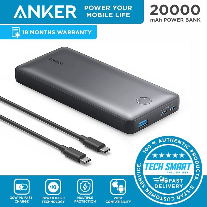 Anker 535 Power Bank (PowerCore 20K) with PD 30W Max Output, Power IQ 3