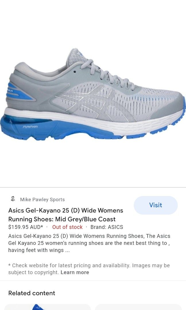 Asics gel-kayano 25 (d) womens mid grey blue coast best sale