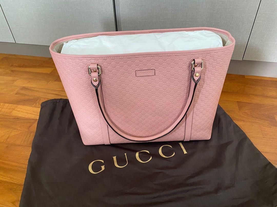 Authentic Gucci Joy Micro Guccissima Large Pink (Category: Luxury Bags & Wallets) located in Quezon City. Submitted by breakmyfashion (Listing ID 1202175896, Image 1). Description: Dimensions: Height: 10” Depth: 6.25” Width: 17” Material: Leather Closure: Magnet Comes with dust bag and cards. .