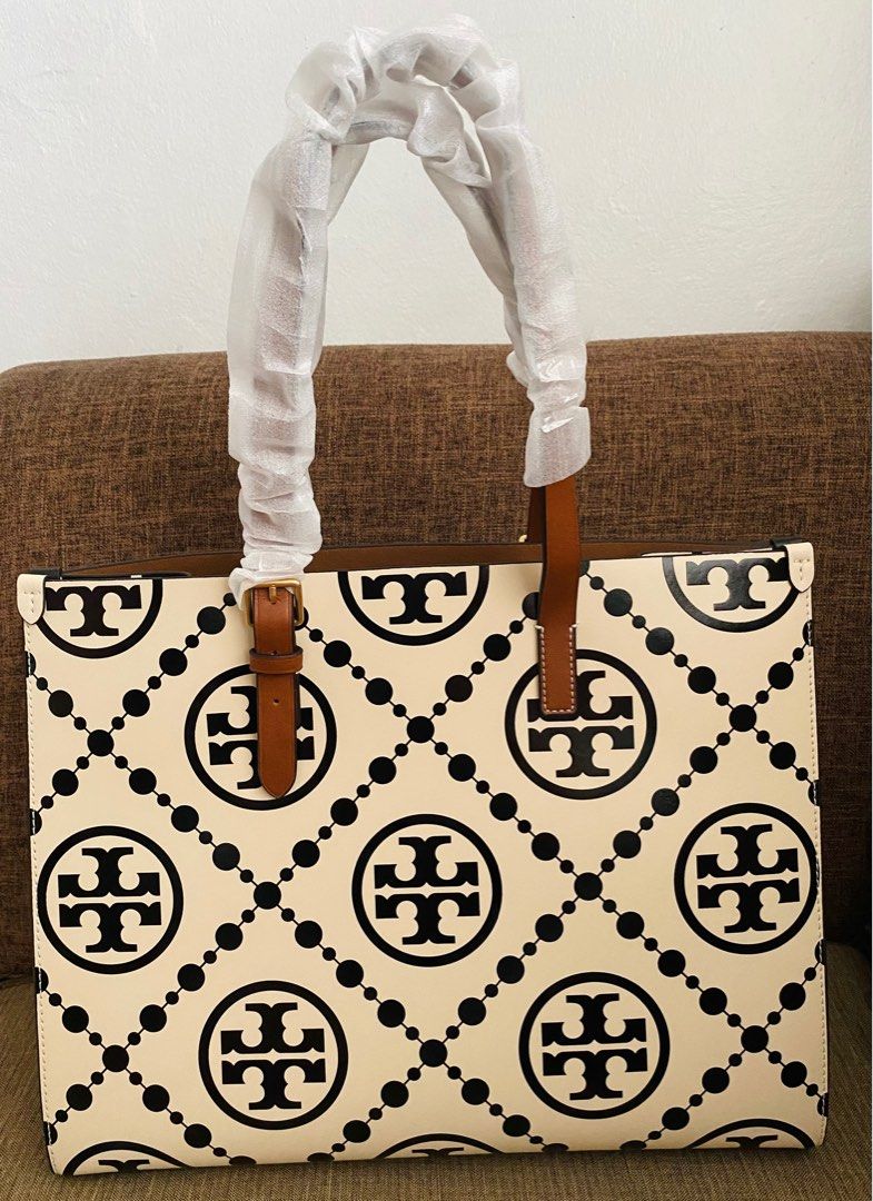 Authentic Tory Burch T Monogram Contrast Embossed Tote Bag, Luxury, Bags &  Wallets on Carousell
