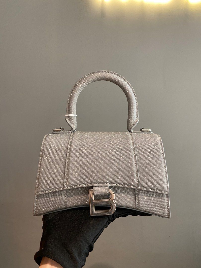 Balenciaga hourglass in glitter grey XS Luxury Bags  Wallets on Carousell