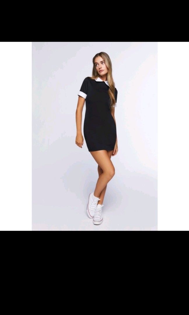 Black dress with best sale white collar forever 21