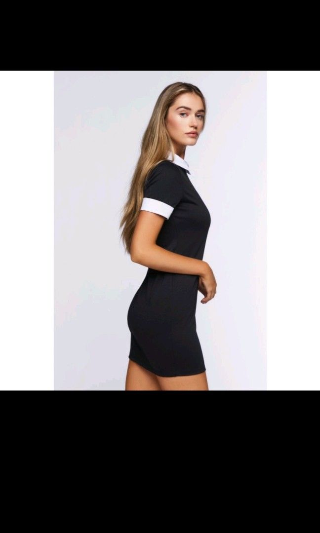 Black dress with white collar forever 21 online