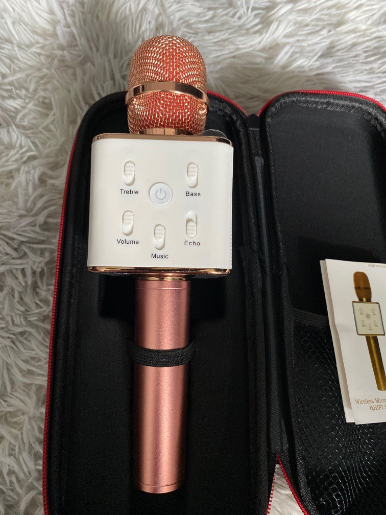 Bluetooth Microphone rose gold, Audio, Microphones on Carousell