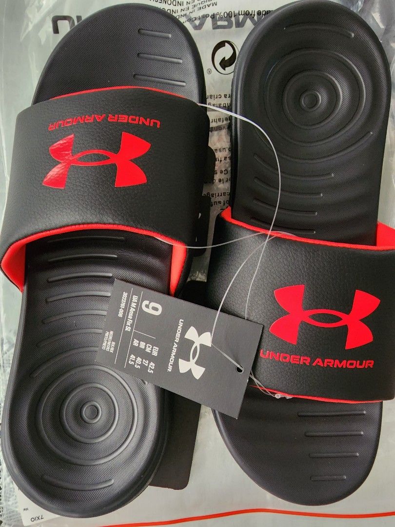Red under armour slides outlet