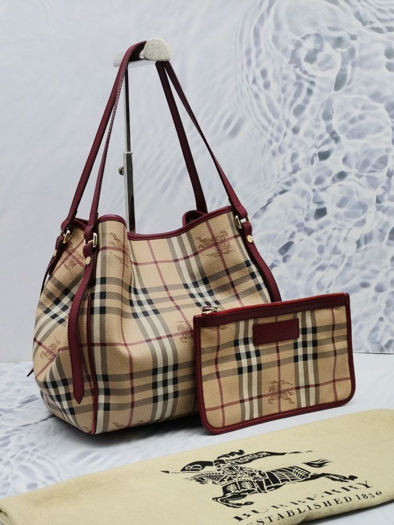 BURBERRY HAYMARKET CHECK COATED TOTE BAG Luxury Bags Wallets