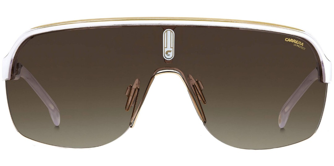 Carrera Topcar 1N Men's Crystal/White Shield Sunglasses 0P9U HA, Men's  Fashion, Watches & Accessories, Sunglasses & Eyewear on Carousell
