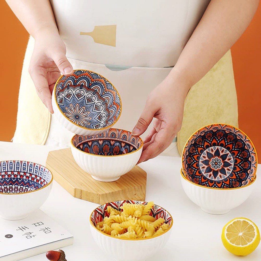 Ceramic Bowl Chopsticks Gift Set Mandala Bohemian Design Dining Tableware Soup Bowl Christmas Gift Furniture Home Living Kitchenware Tableware Dinnerware Cutlery on Carousell