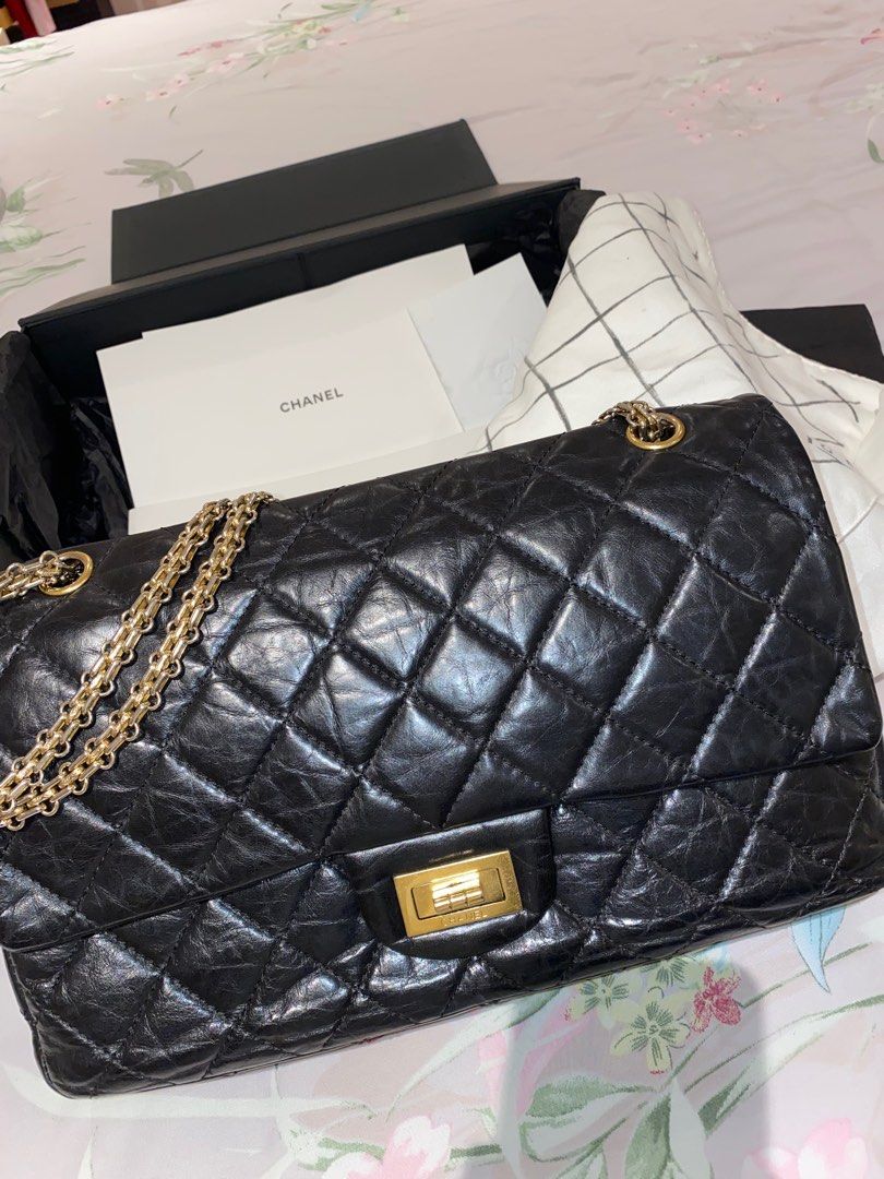 Chanel 2.55 Bag-Aged Calfskin & Gold-Tone Metal-Black, Luxury, Bags &  Wallets on Carousell