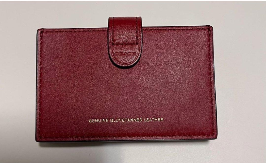 COACH Accordion Card Case In Glovetanned Leather in Red