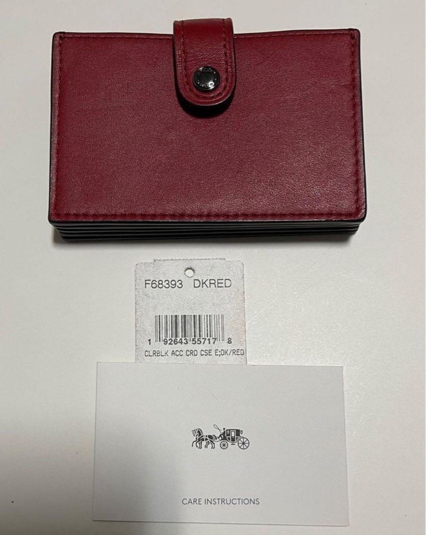 Coach Accordion Card Case- dark red, Men's Fashion, Watches ...