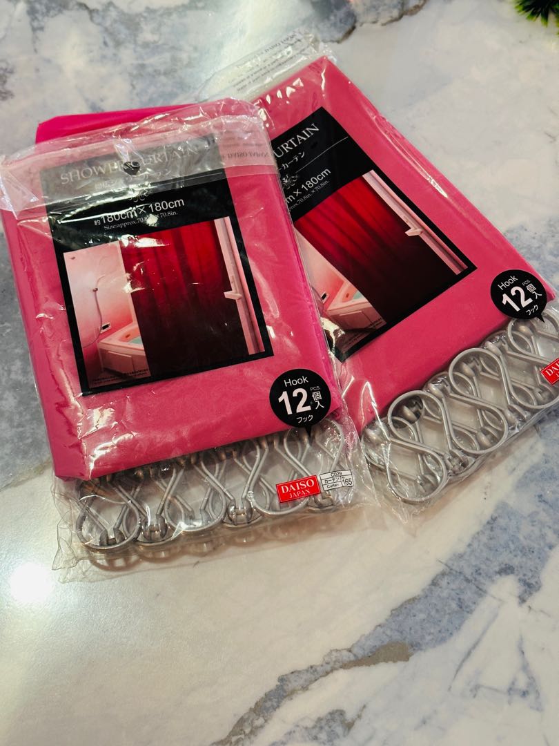 Daiso Shower Curtains x2, Furniture & Home Living, Bathroom & Kitchen Fixtures on Carousell