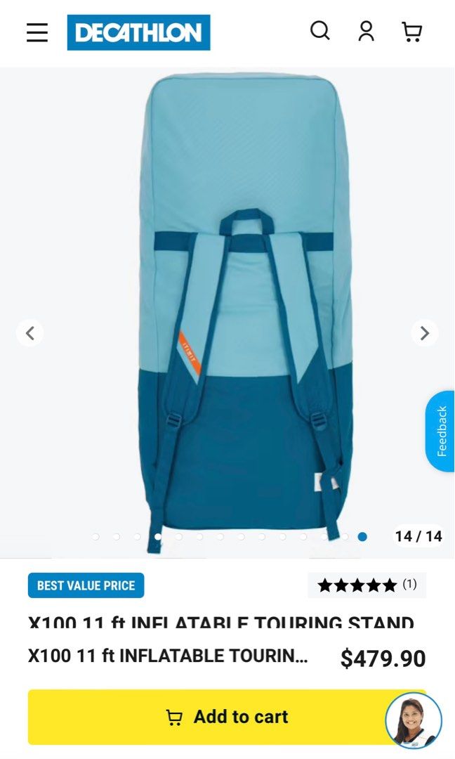 Decathlon 11 ft inflatable touring stand up paddle board Blue, Sports