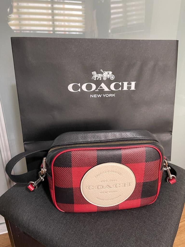 Coach buffalo sales plaid camera bag