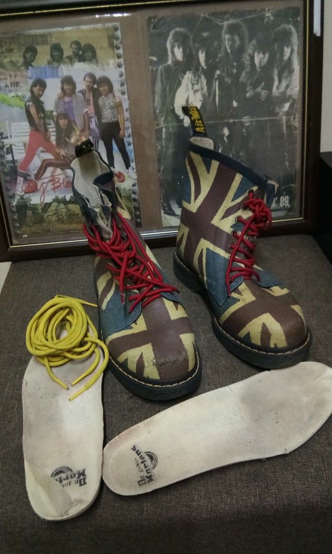 Bottes Dr. Martens Union Jack - Pointure 40 - Noir - Occasion Usée - Voir Photos