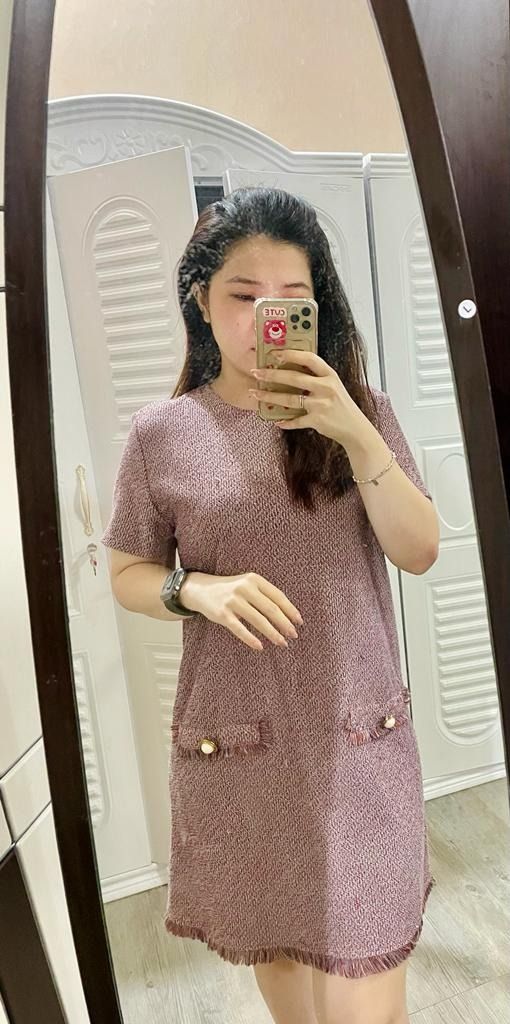 Pink tweed hot sale dress zara