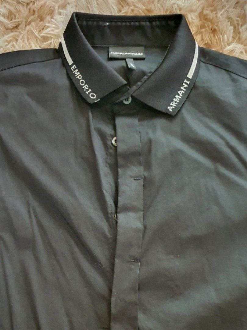 Armani black long sleeve shirt sales