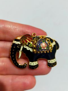 Enameled Elephant brooch pendant from Japan