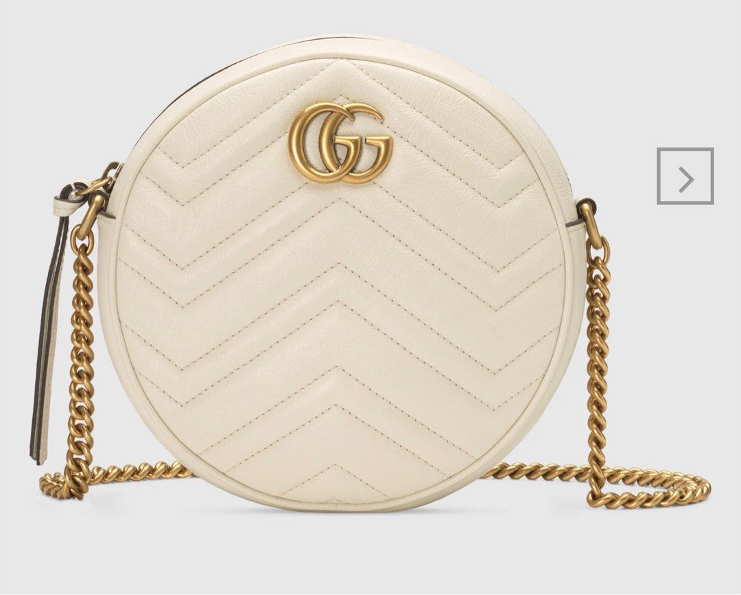 Gucci Marmont Round Shoulder Bag White Luxury Bags Wallets