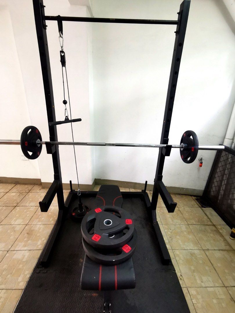 Heavy Duty Half Rack Home Gym Setup, Sports Equipment, Exercise
