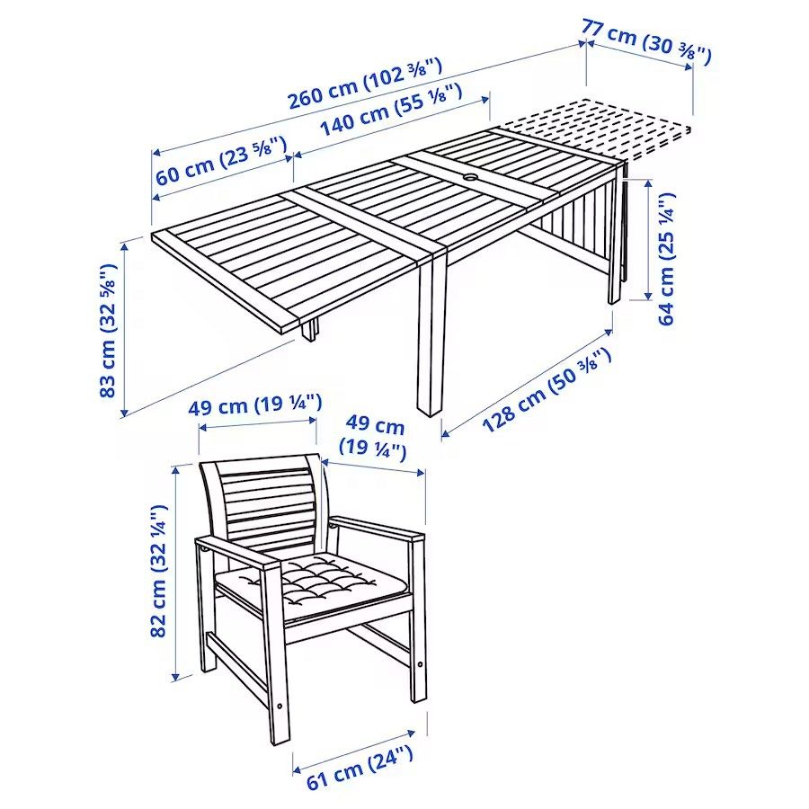 IKEA Applaro Outdoor Dining Set, Furniture & Home Living, Furniture