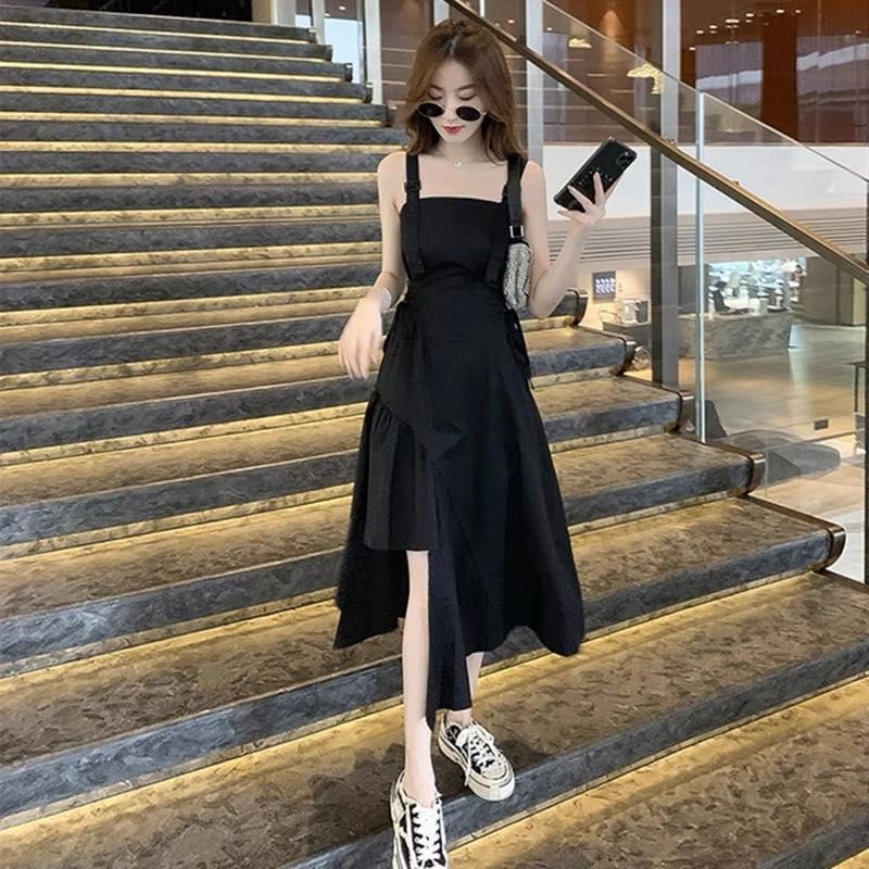 INSTOCK minimalist basic little black dress midi dress long dress
