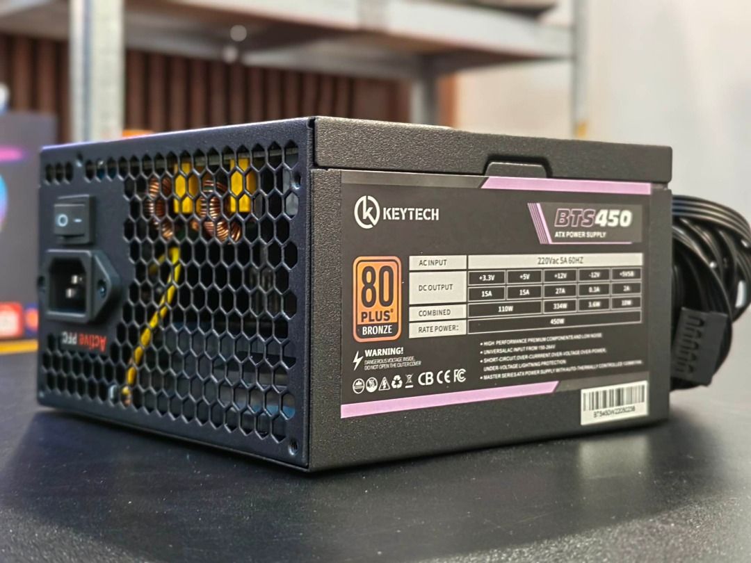 Keytech TrueRated Power Supply 80 Plus Bronze BTS450 450W PSU Power Supply Unit Brand New for