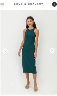 Love & Bravery - DEVINA TANK COLUMN MIDI DRESS - Emerald Green