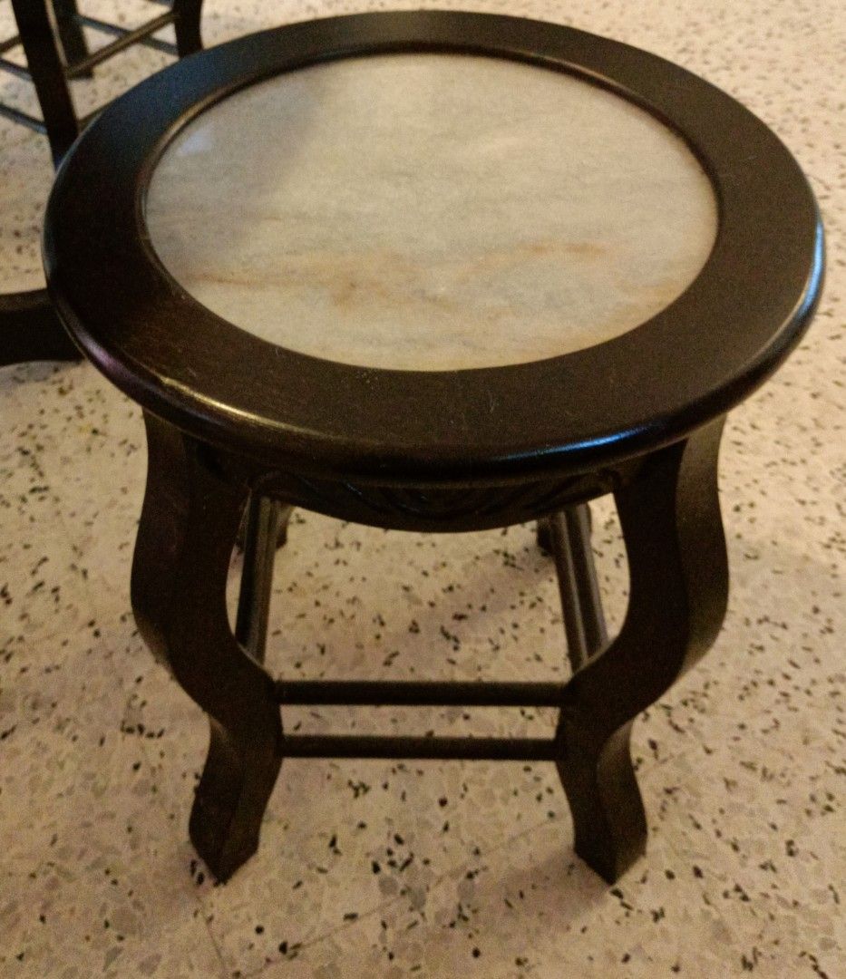 Marble dining table & marble stools (in Penang), Furniture & Home