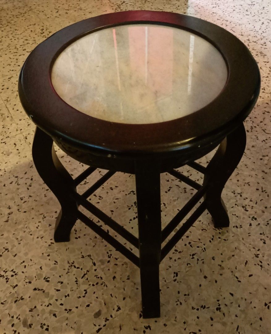 Marble dining table & marble stools (in Penang), Furniture & Home