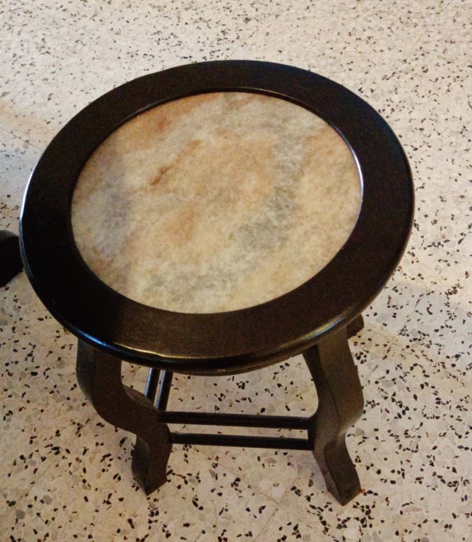 Marble dining table & marble stools (in Penang), Furniture & Home