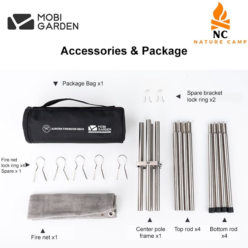 Mobi Garden Campfire Stand Wood Stove Folding Fire Rack Stainless Steel ...