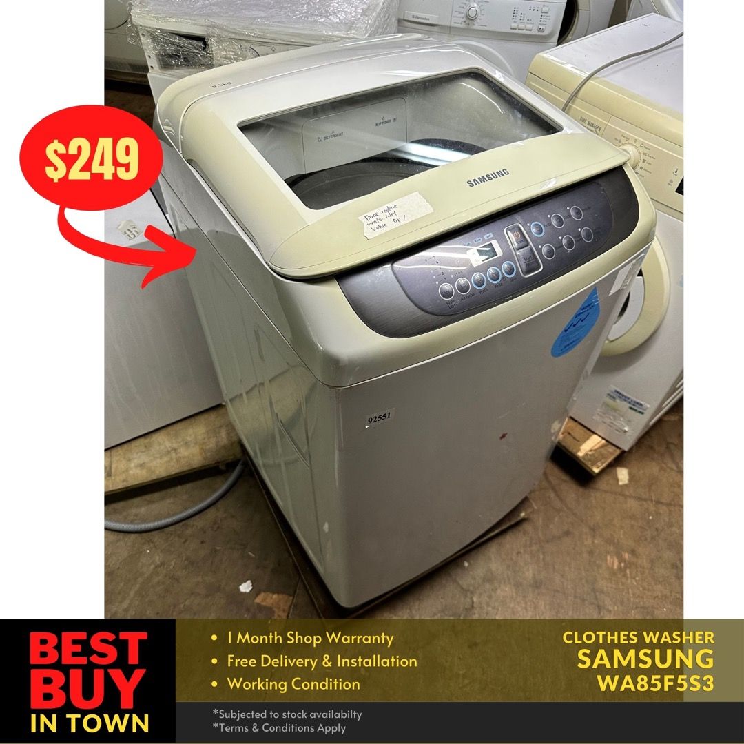 MUST BUY! Samsung 8.5KG TopLoader Washing Machine WA85F5S3 (92551), TV