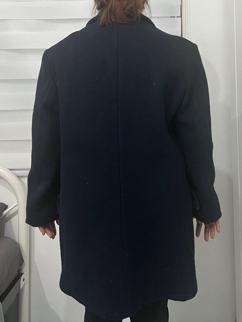 navy blue wool coat, Women's Fashion, Coats, Jackets and Outerwear on