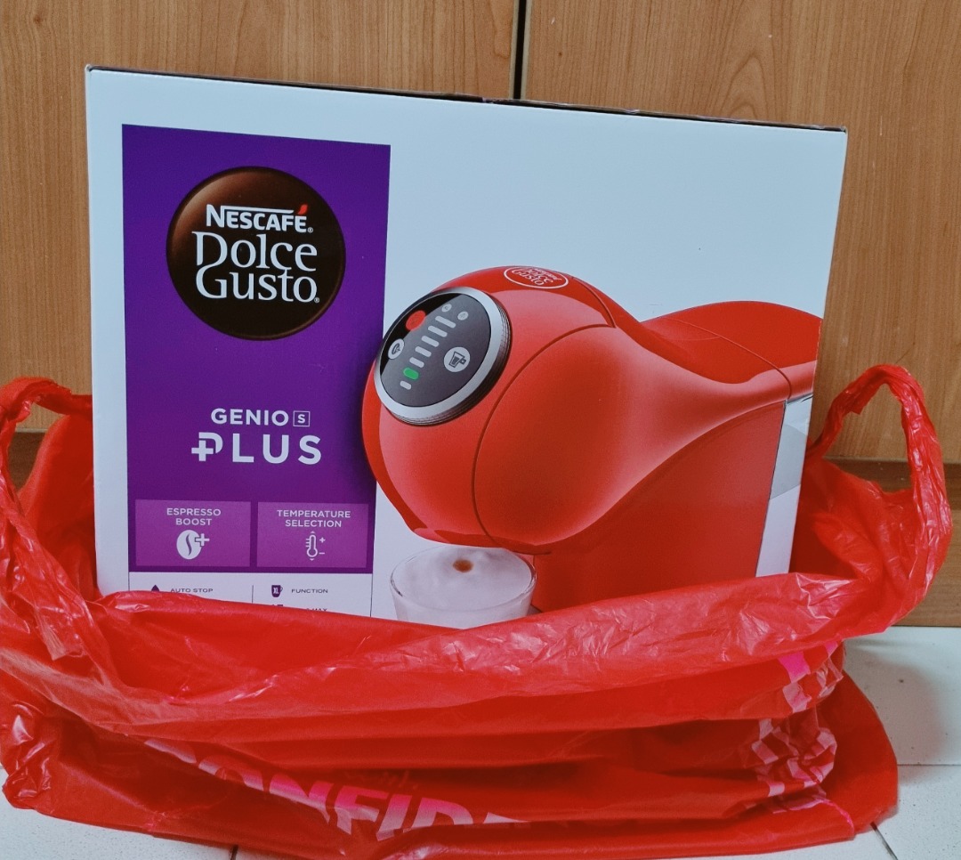 Nescafe Dolce Gusto Genio S Plus Capsule Coffee Machine Dark Red, TV & Home Appliances