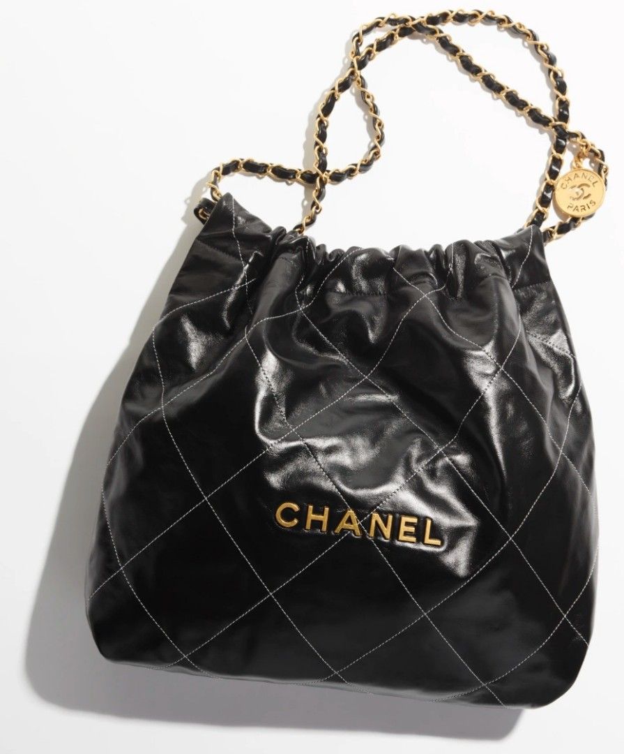 New Model Large Chanel 22 23C HandBag Black White & Gold Metal, Luxury, Bags  & Wallets on Carousell