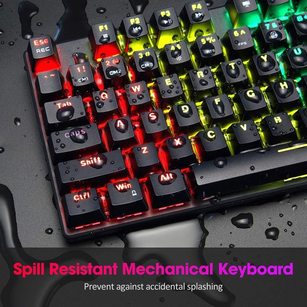 (no box) PICTEK PC244 Wired Gaming Keyboard Mechanical keyboard RGB LED ...