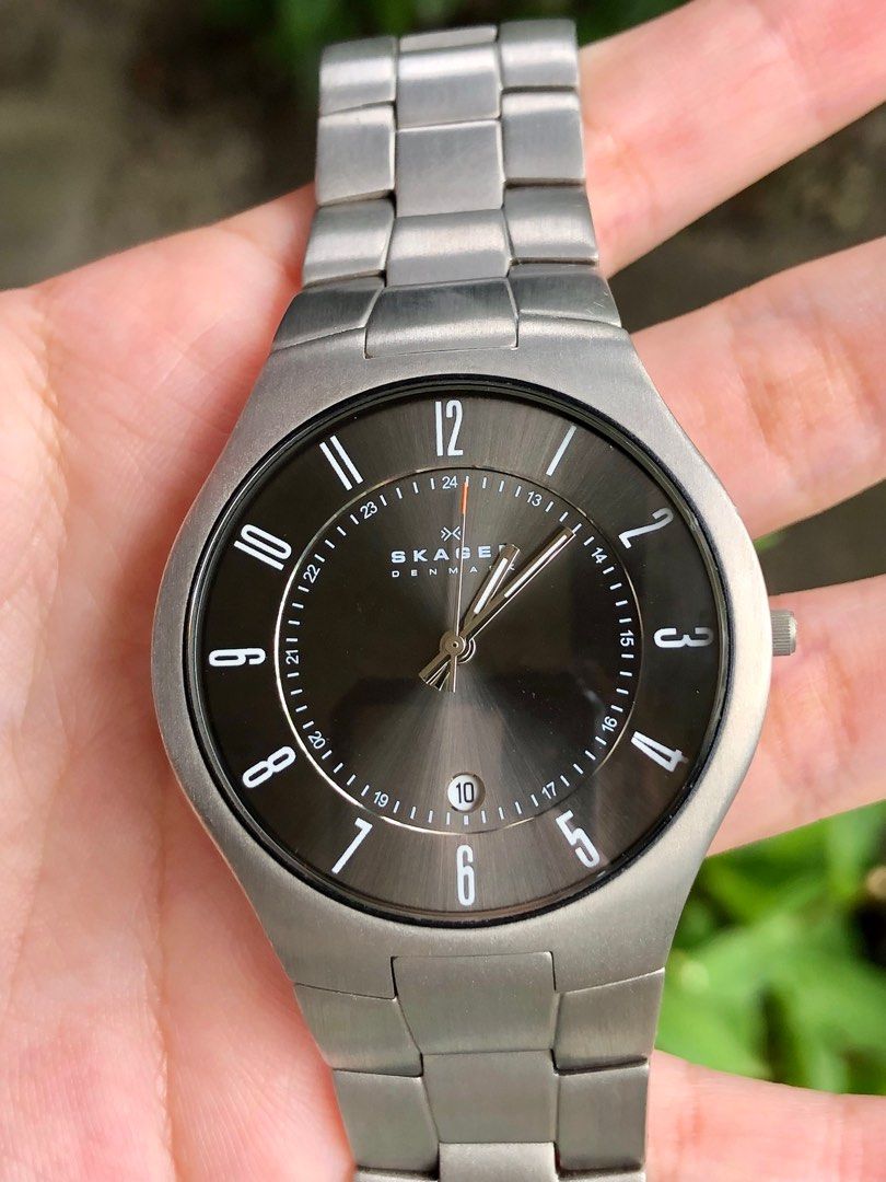 ORIGINAL SKAGEN Grenen Black Dial Grey Titanium Men s Watch