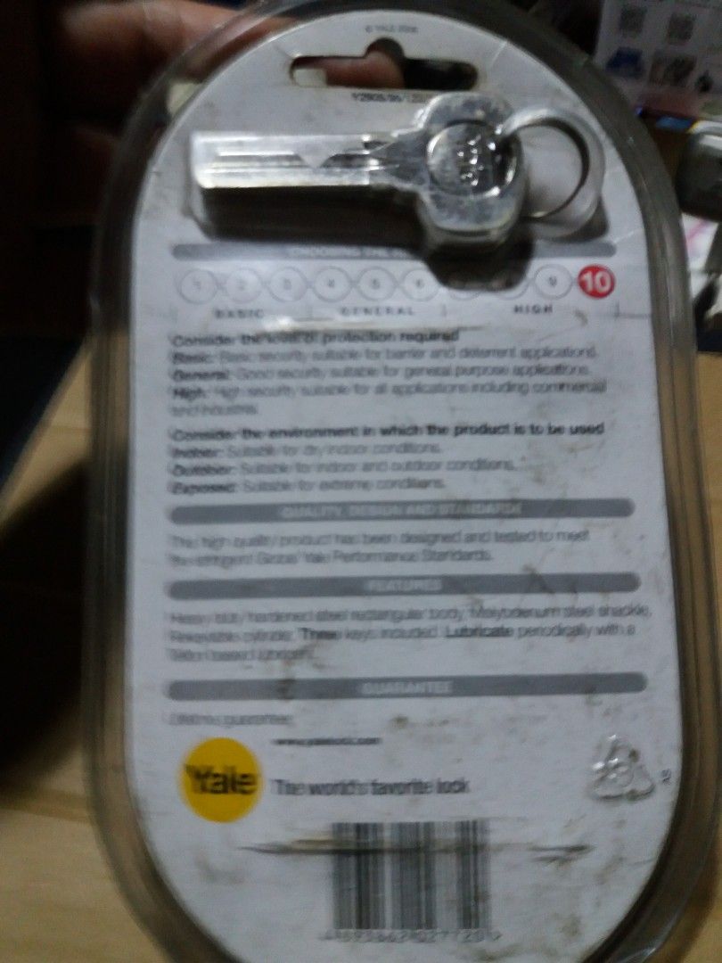 Padlock hardened steel (Category: Locks, Doors & Gates) located in Paranaque City. Submitted by isay_virtualstore (Listing ID 1202195385, Image 3). Description: brand: Yale special black edition exposed 95mm hardened steel padlock l-4in. w-1.25in h-2.8in. level: high security 3 keys extreme conditions original price 5000 pesos.
