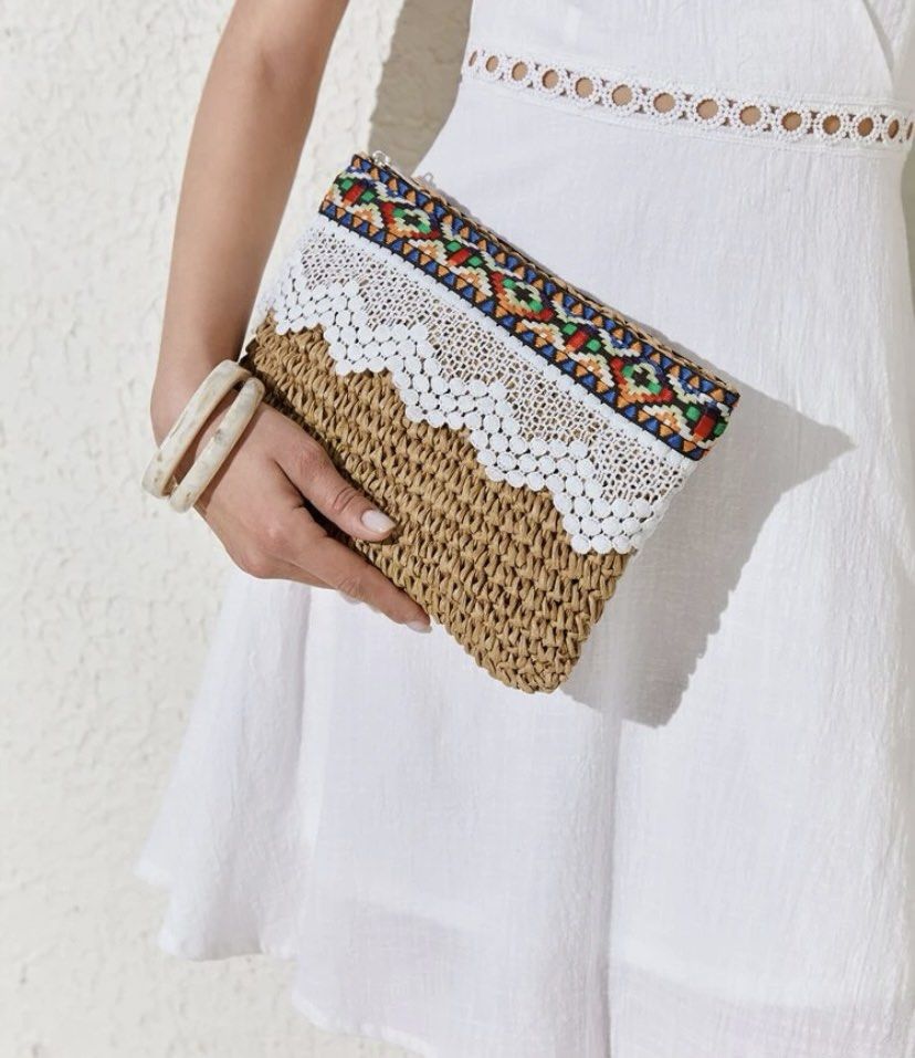 Paper Straw Clutch Bag (Shein), Women's Fashion, Bags & Wallets