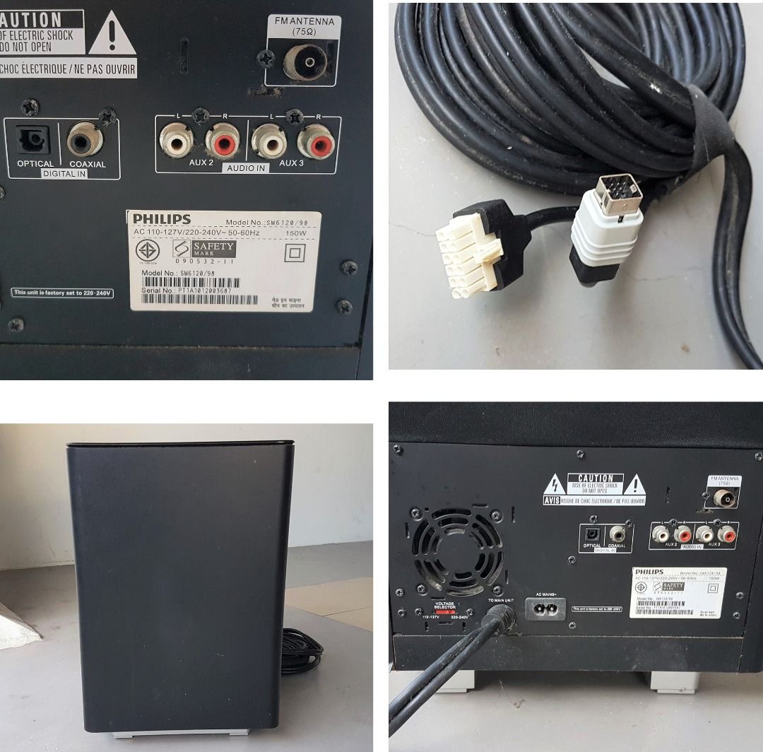 Philips Subwoofer, Model HTS6120/98, DoubleBASS technology, Bass