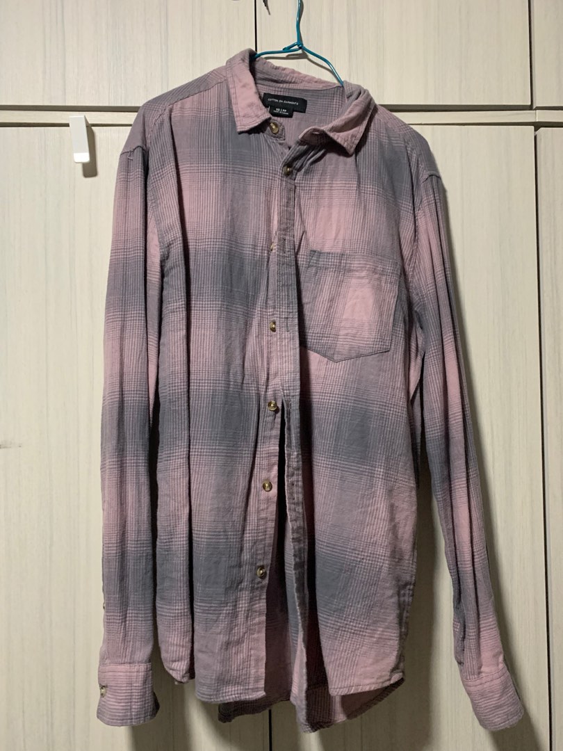 pink flannel, Women's Fashion, Tops, Longsleeves on Carousell