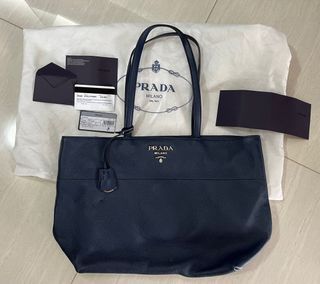 [used]-Authentic PRADA Vitello Phenix BN2419 Leather Tote Bag