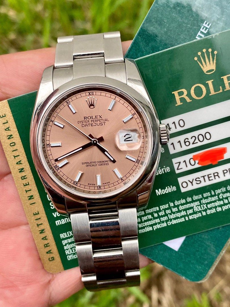 Rare Rolex 116200 Pink Salmon Datejust Luxury Watches on Carousell