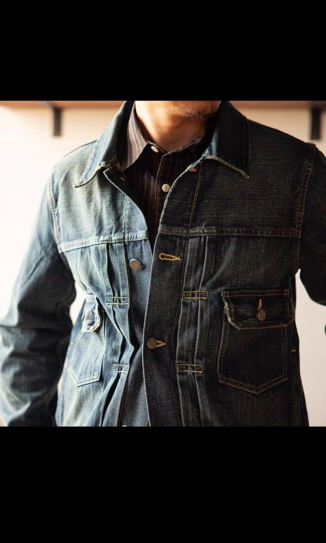Red distressed on sale jean jacket