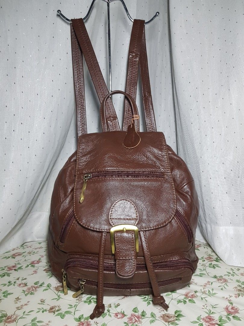 Sbanya Christian Leather Backpack Backpack in stepan 72 black and cuoio main image 4