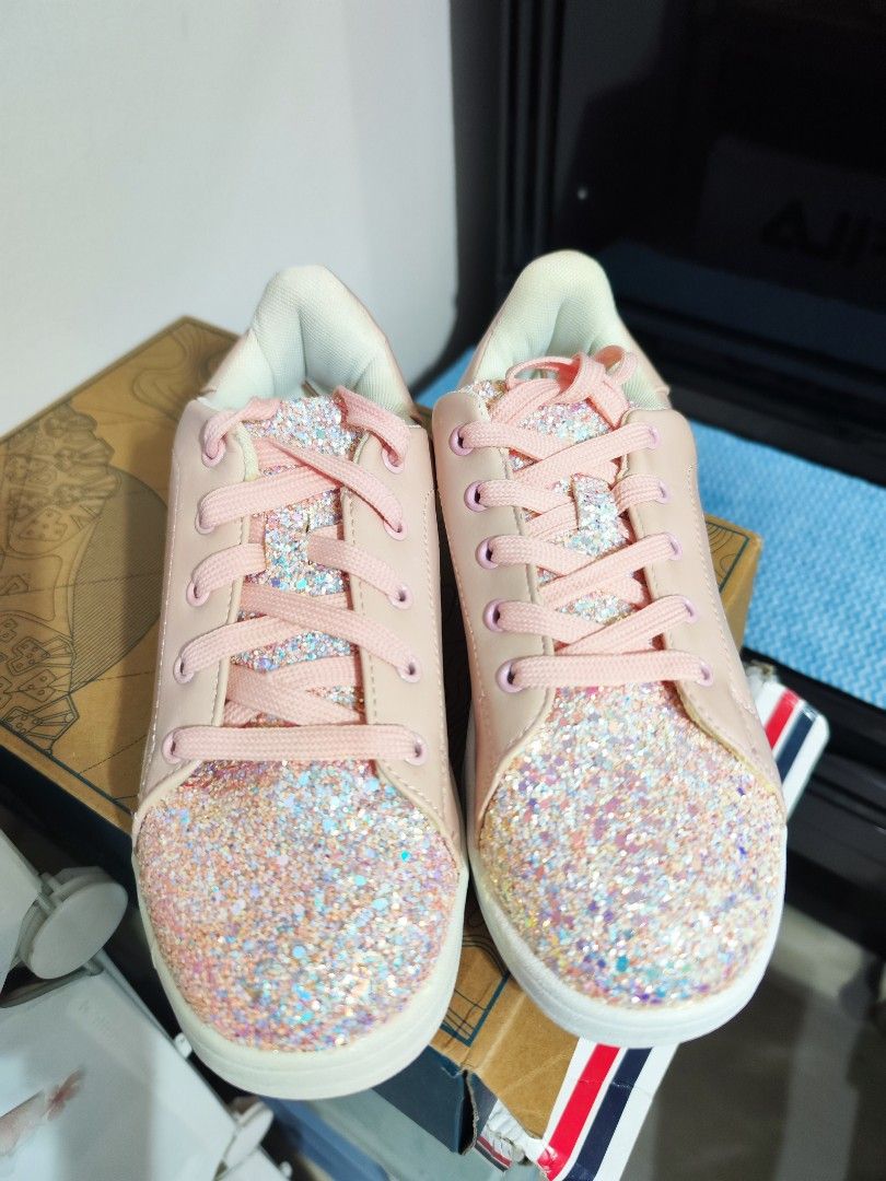 Schuh Peach Pink Bling Rhinestone sneaker UK5 Eu38