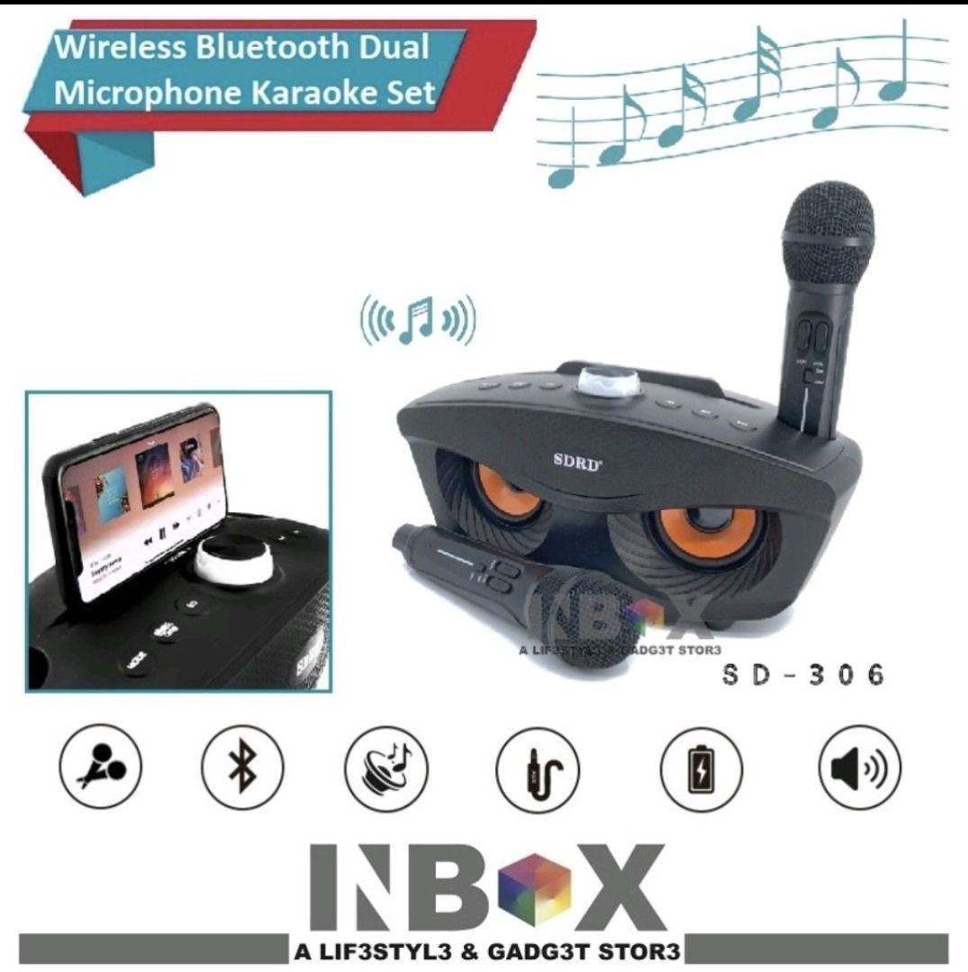 SDRD Karaoke System SD-306 PLUS SD-306 & SD-303 Dual Bluetooth Wireless ...