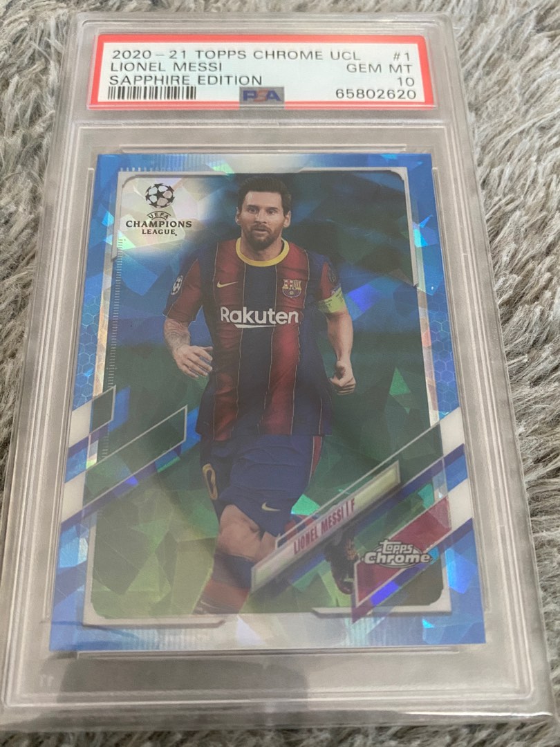 Topps Chrome UCL Lionel Messi sapphire edition PSA 10 !, 興趣及遊戲, 收藏品及紀念品